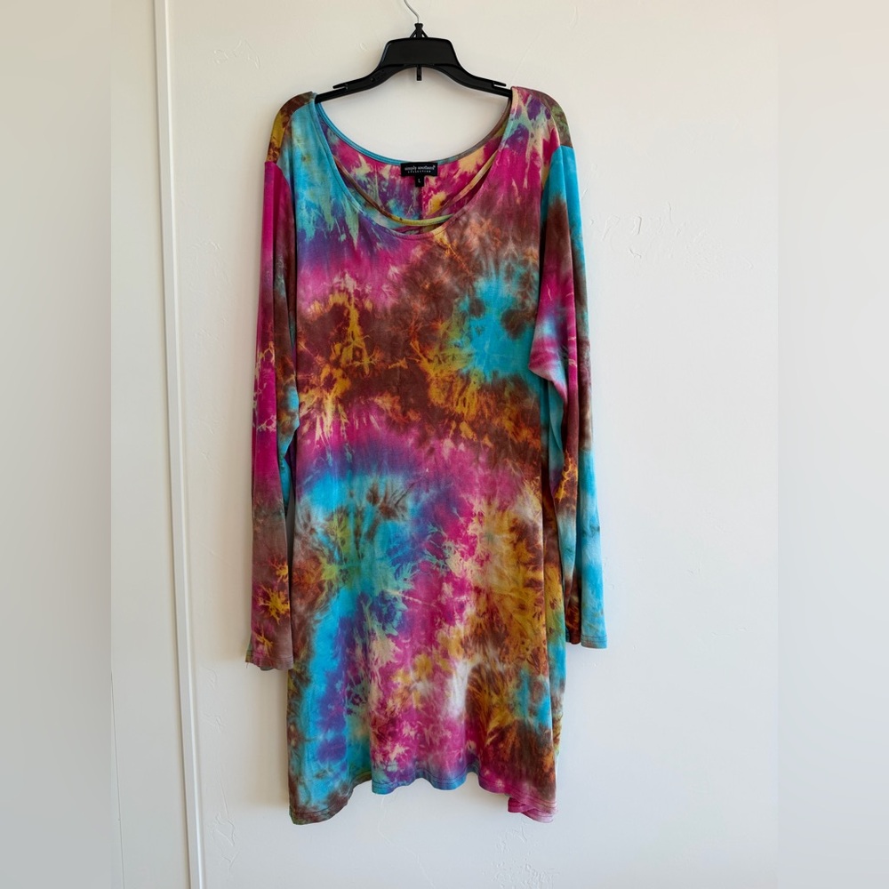 Simply Southern Tie Dye Swing Tunic Long Sleeve Top or Dress Size L